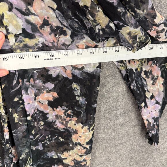 Vince Camuto Top Women One Size Black Floral Open Front Long Sleeve Sheer - Picture 5 of 7